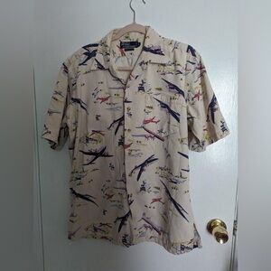 Vintage Polo button up airplane print Mens Medium